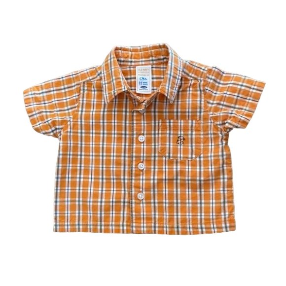 2-Piece Old Navy Denim Overalls and Plaid Button-Front Shirt 0-3 Months - Picture 7 of 12